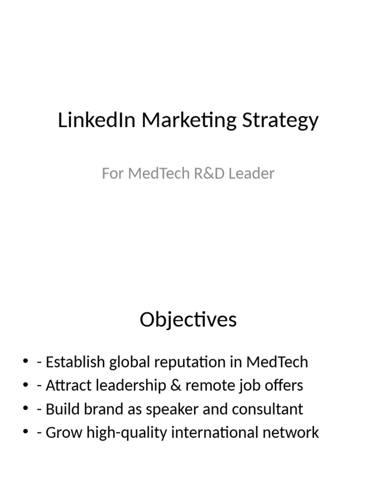 LinkedIn Marketing Strategy MedTech | PDF