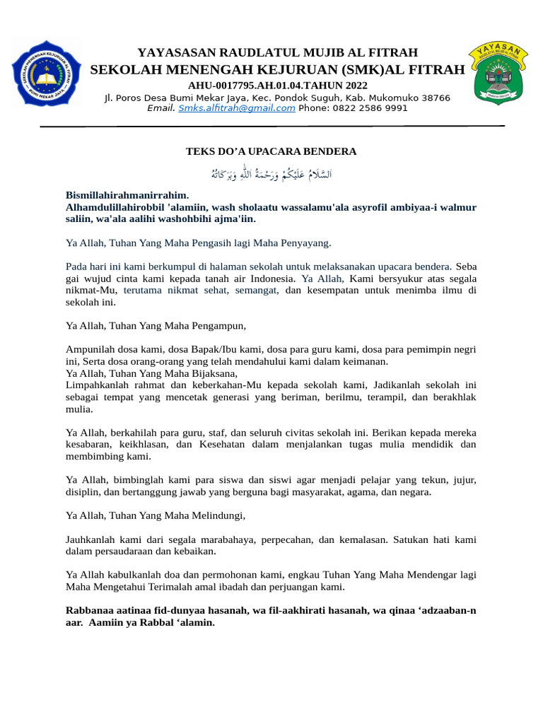 Teks Doa Upacara Bendera Pdf
