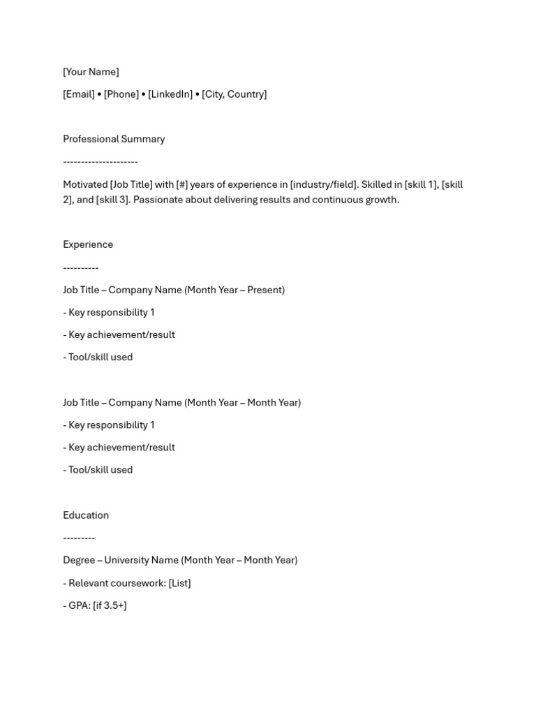 Resume Template for Job Seekers | PDF