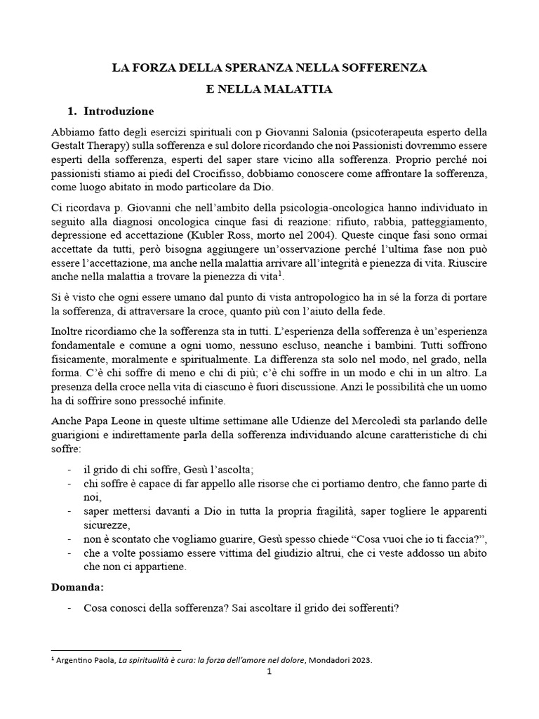 La Forza Della Speranza Nelle Malattie | PDF