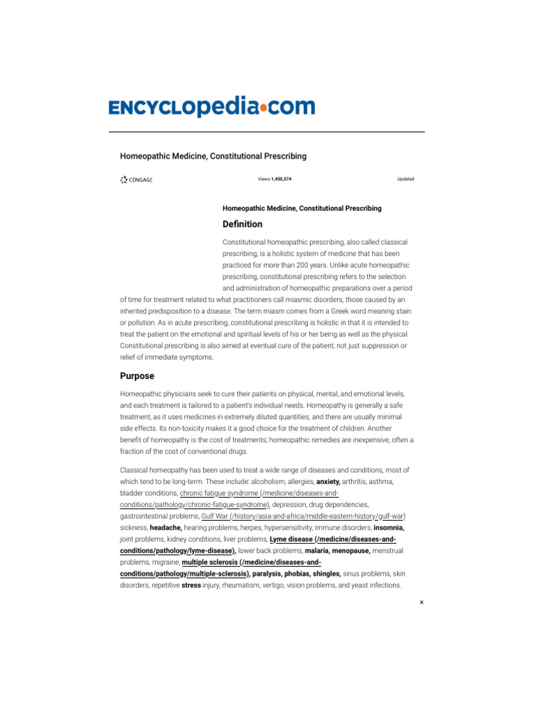 Constitutional Homeopathy Explained | PDF | Homeopathy | Medical ...
