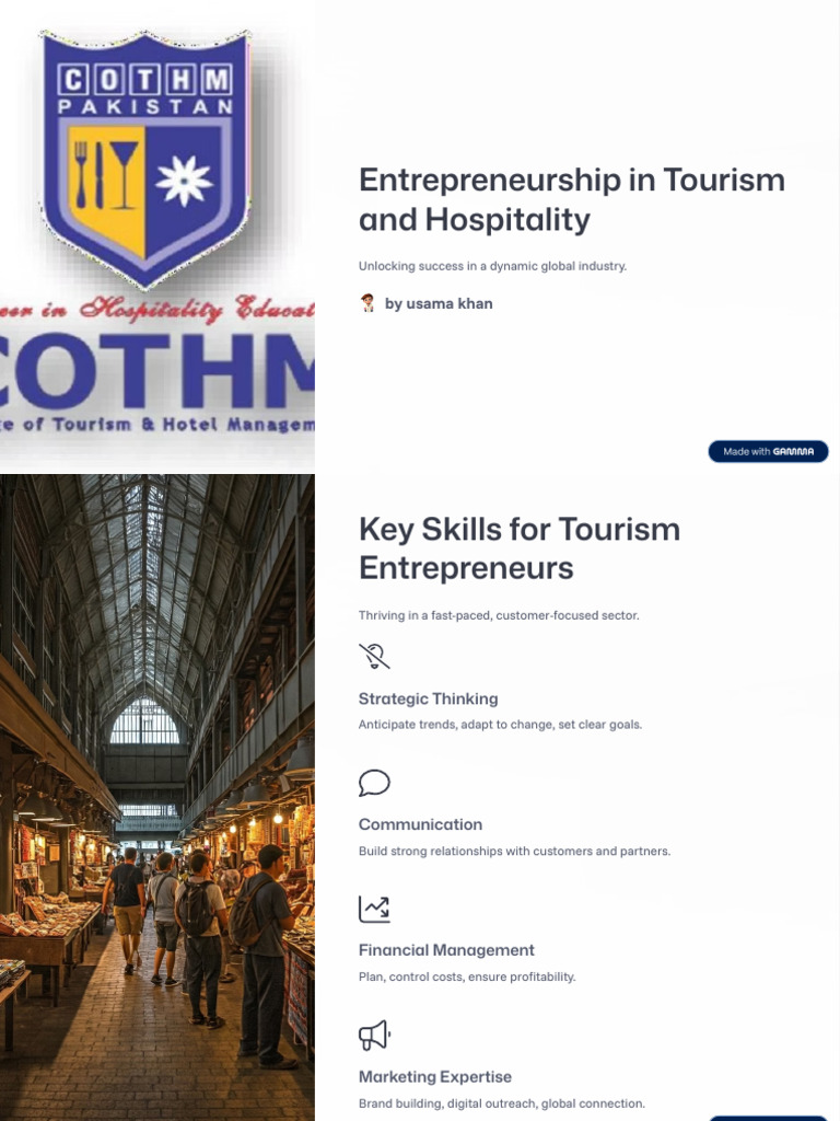 Entrepreneurship in Tourism & Hospitality | PDF | Entrepreneurship ...