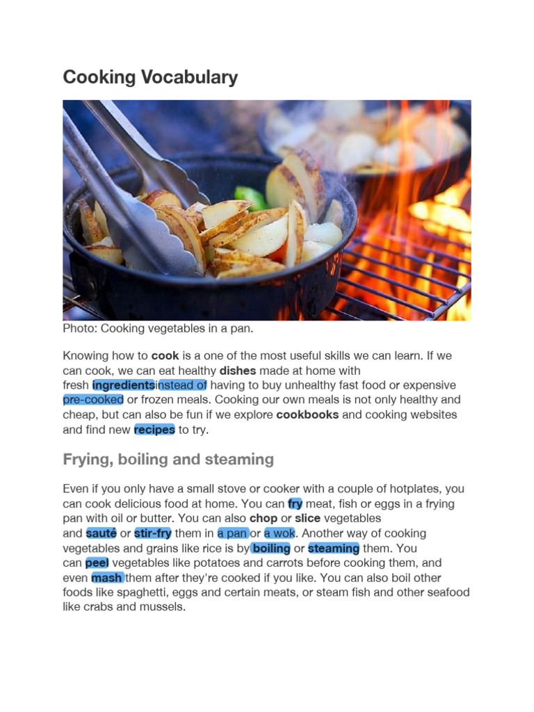Essential Cooking Vocabulary Guide | PDF | Cooking | Cakes