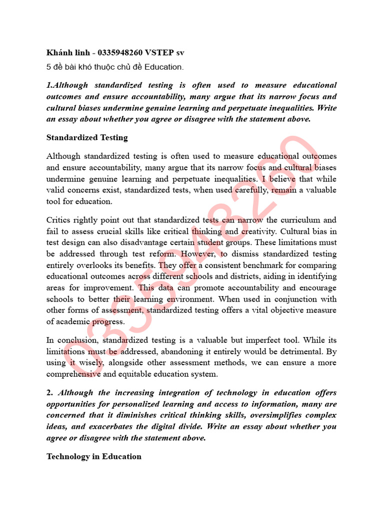 Education Essays: Testing, Technology, and Reform | PDF | Standardized ...