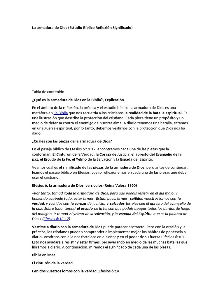Reflexión sobre la Armadura de Dios | PDF | Salvación | Cristo (título)