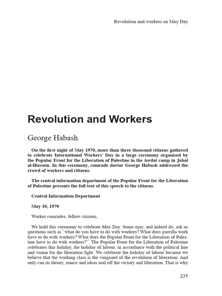 May Day Speech by George Habash | PDF | Political Movements | History ...