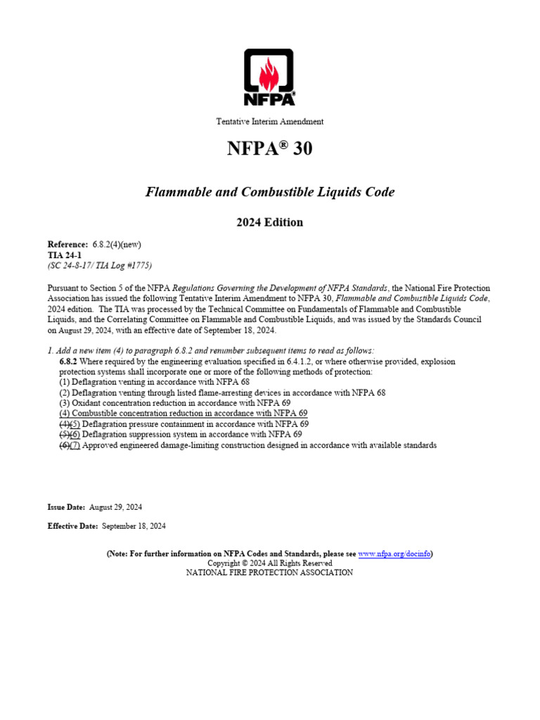 NFPA 30 Flammable Liquids Code 2024 Update | PDF