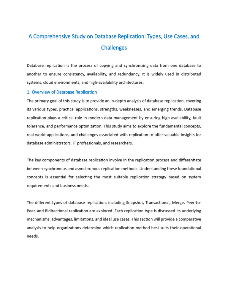 A Comprehensive Study On Database Replication 1742549831 | PDF ...