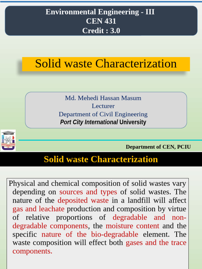 Solid Waste Characterization Overview | PDF | Waste | Density