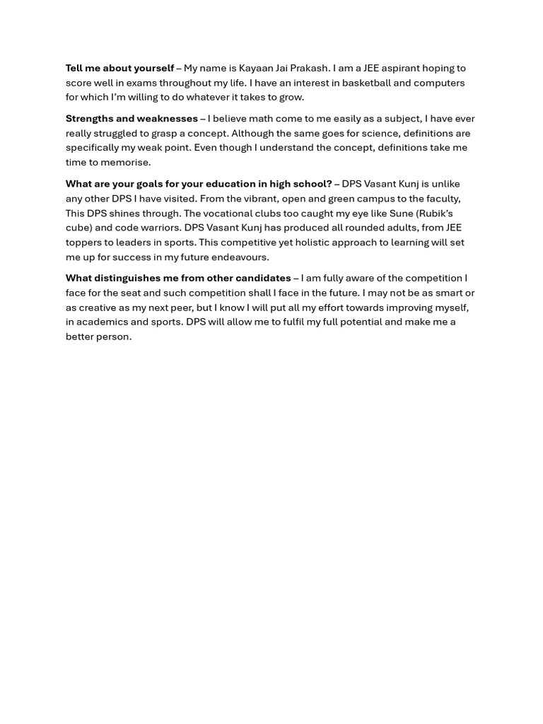 Tell Me About Yourself | PDF