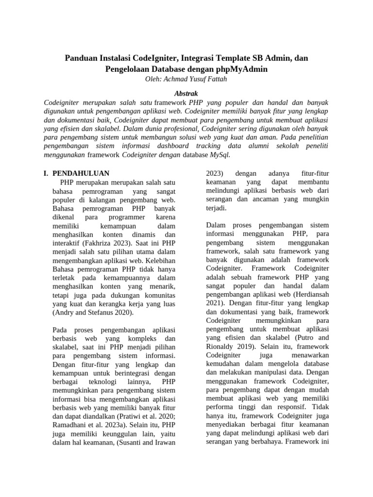 Panduan Instalasi CodeIgniter dan SB Admin | PDF