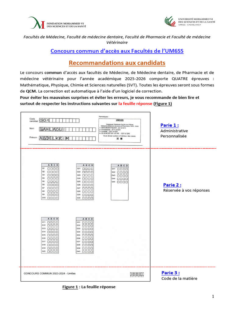Concours UM6SS 2025 : Guide Candidats | PDF | Enseignement médical