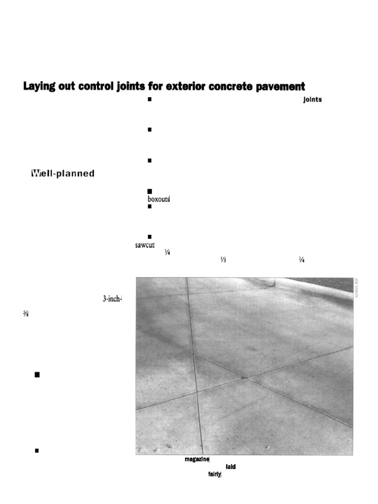 Laying Out Control Joints For Exterior Concrete Pavement | PDF ...