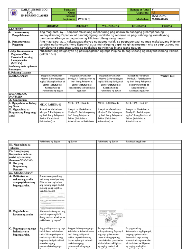 AP 5 DLL Week 5 q4 | PDF