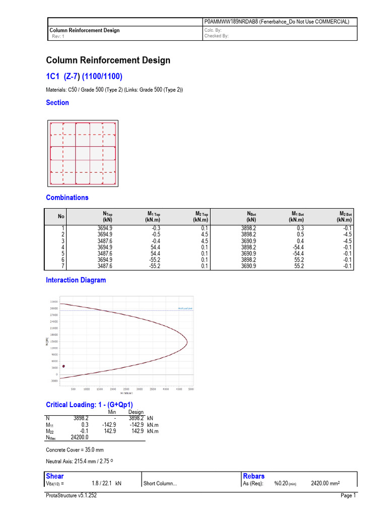 Column Reinforcement Design Analysis | PDF | Structural Engineering ...