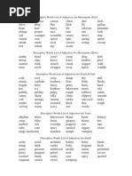 List of Descriptive Words