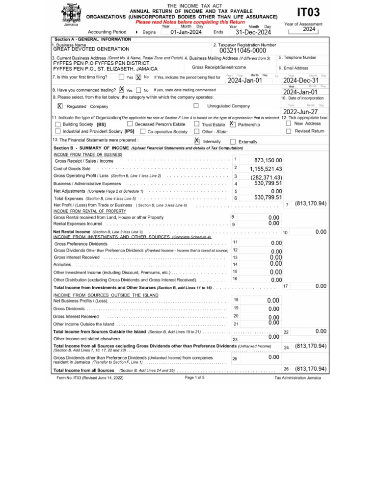 Financial Summary for Great Devoted Generation | PDF