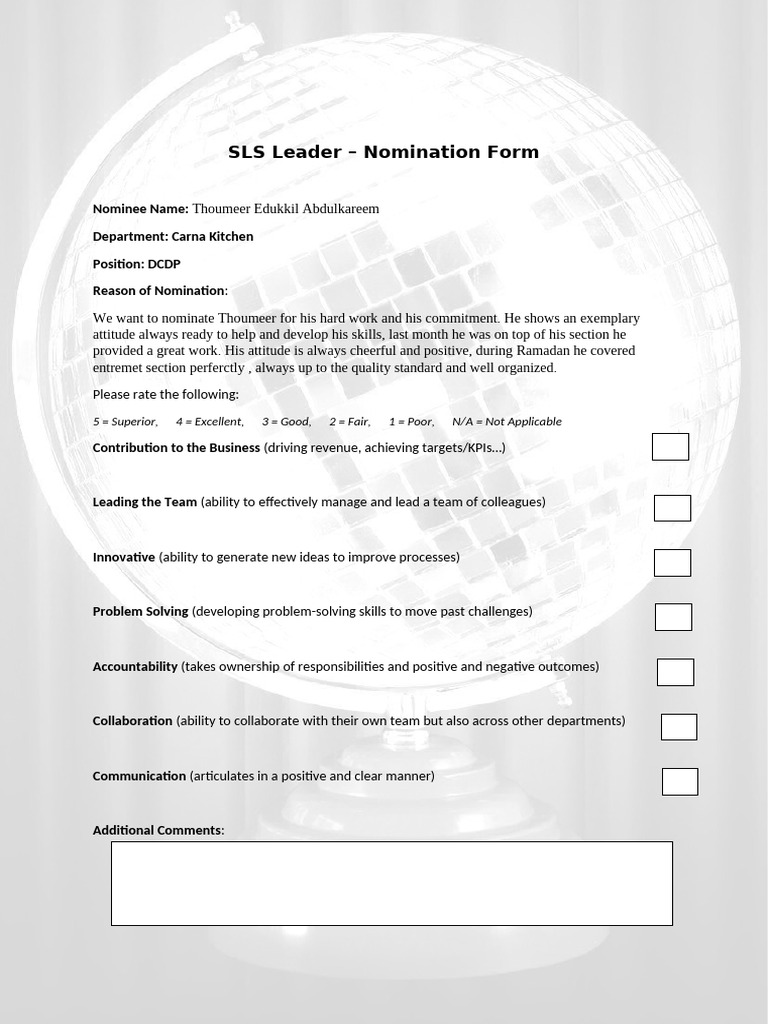 Leader Nomination Form | PDF