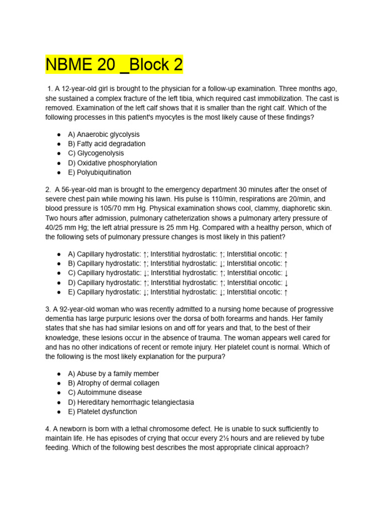 NBME 20 Block 2 Medical Exam Questions | PDF | Thymus | Colorectal Cancer