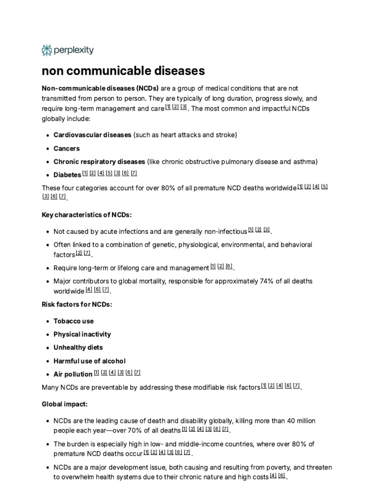 Understanding Non-Communicable Diseases | PDF | Non Communicable ...