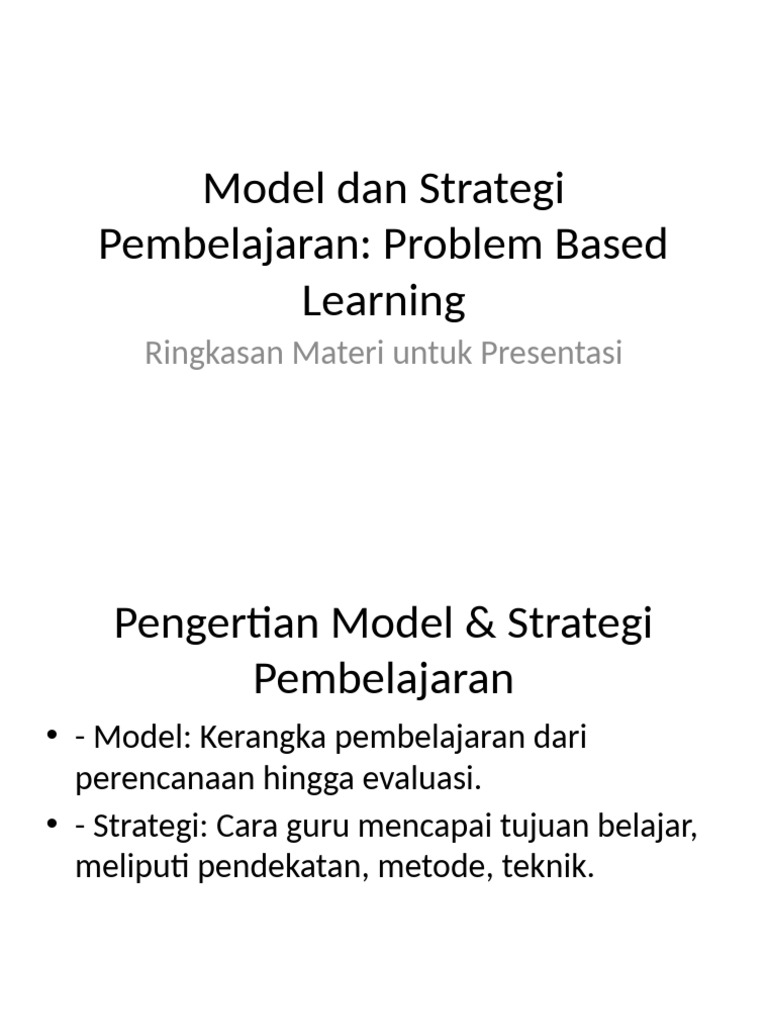 Strategi Pembelajaran Problem Based Learning | PDF