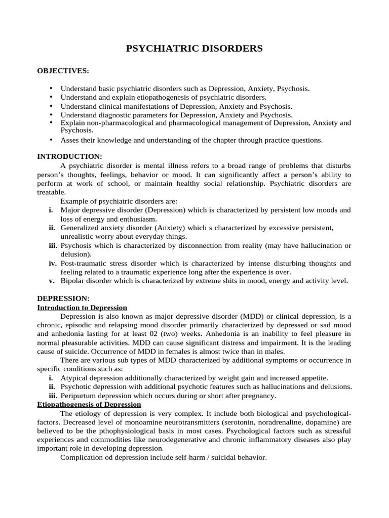 Understanding Psychiatric Disorders | PDF | Major Depressive Disorder ...