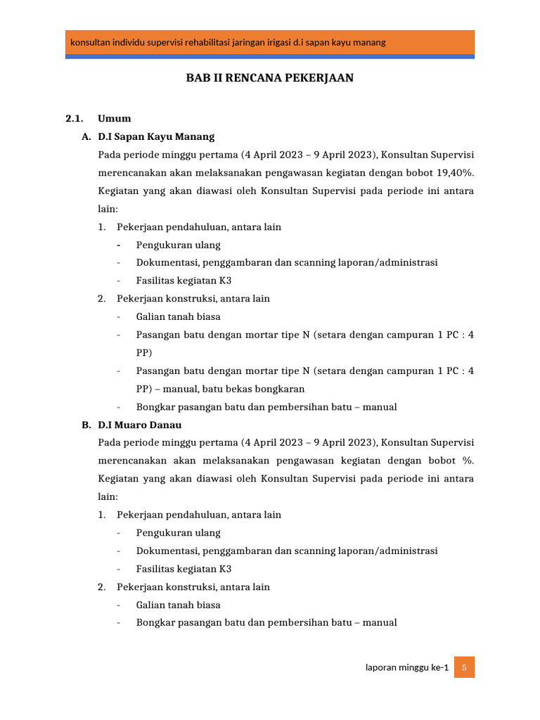 Bab II Rencana Pekerjaan | PDF