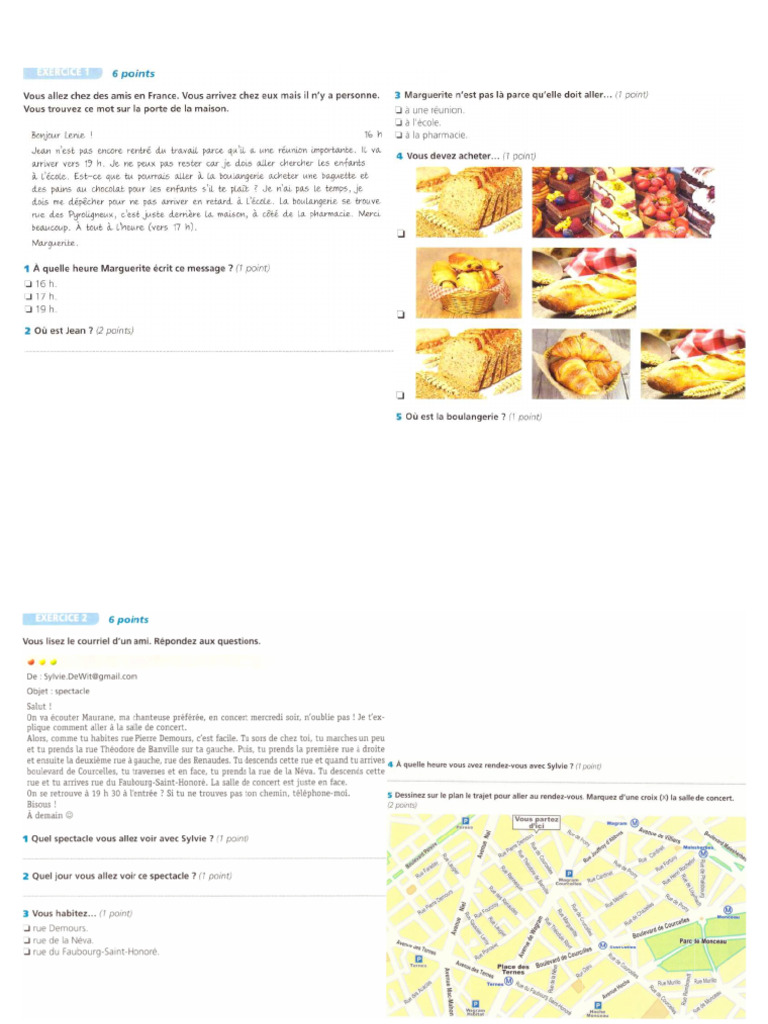 Comprehension Ecrite Production Ecrite DELF A1 | PDF