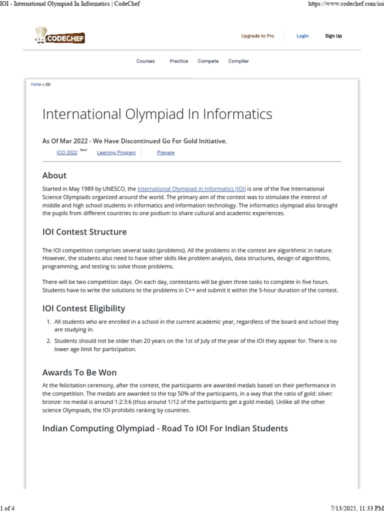 IOI Competition Overview and Eligibility | PDF | Computing | Computer ...