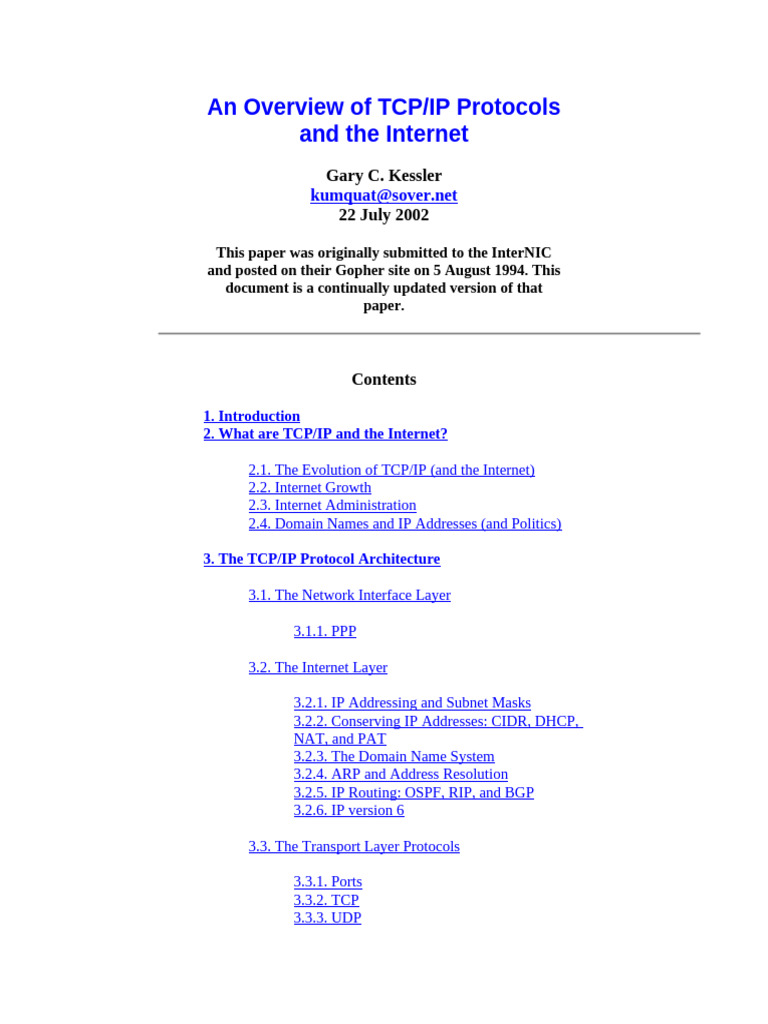 TCP/IP Protocols and Internet Overview | PDF | Packet Switching ...