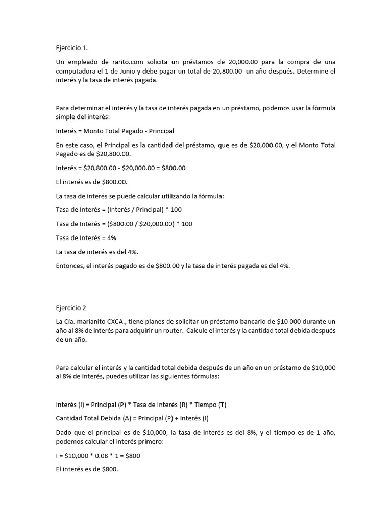Cálculo de Intereses en Préstamos | PDF | Interés | Tasas de interés