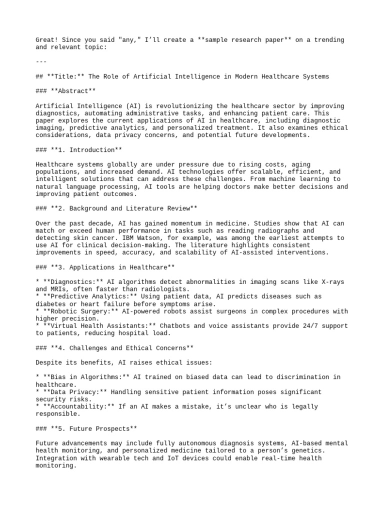 Role of AI in Healthcare Systems | PDF | Artificial Intelligence ...