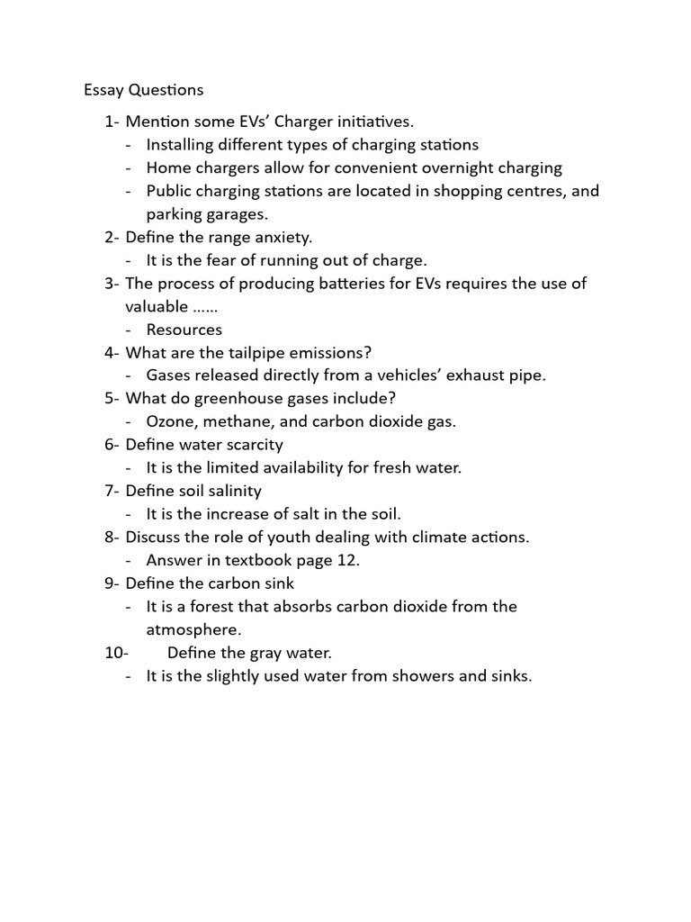Key Concepts in EVs and Climate Issues | PDF
