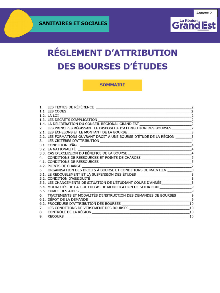 Règlement des bourses d'études Grand Est | PDF | Obligation alimentaire ...