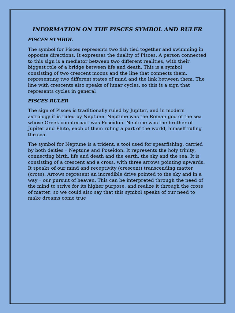 Pisces Symbol and Its Meanings | PDF