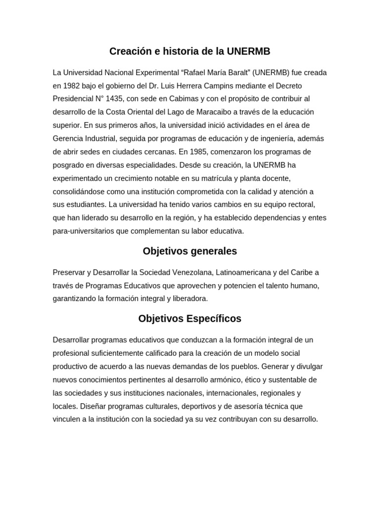 Historia de la UNERMB y su impacto educativo | PDF | Ingeniería | Venezuela