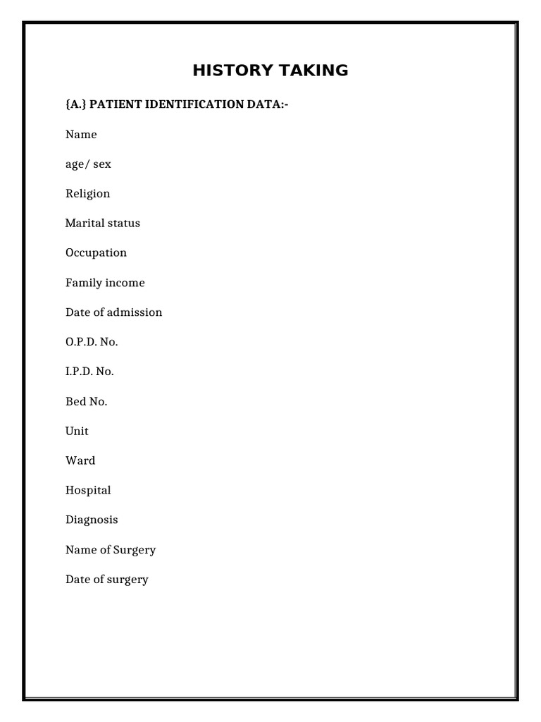 Comprehensive Patient History Template | PDF | Human Nose | Medical ...