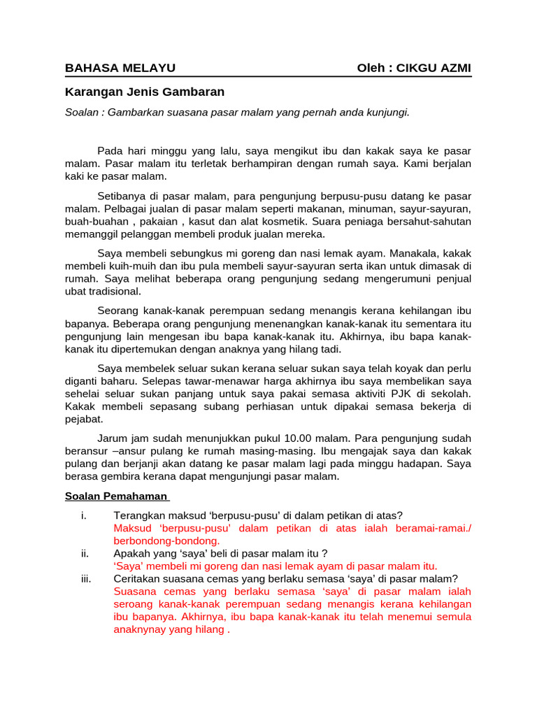 Karangan Pasar Malam Pdf