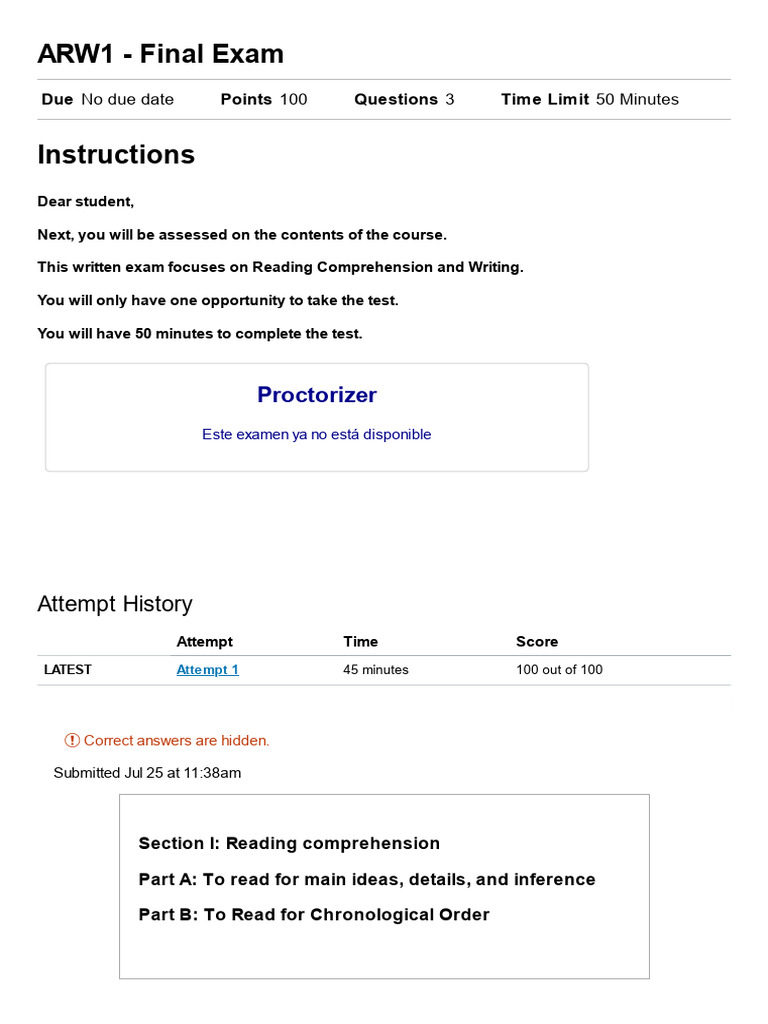 ARW1 - Final Exam - Virtual 202207 Avanzado 10 10 - 30-12 - 00 | PDF ...
