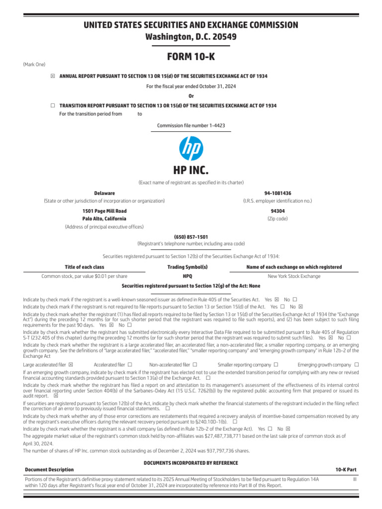 2024 Form 10 K | PDF | Securities (Finance) | Sarbanes–Oxley Act