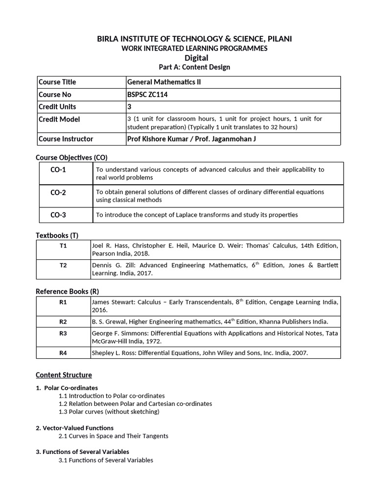 General Mathematics II - CH | PDF | Equations | Integral