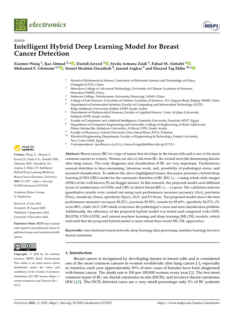 Hybrid Deep Learning for Breast Cancer Detection | PDF | Mammography ...