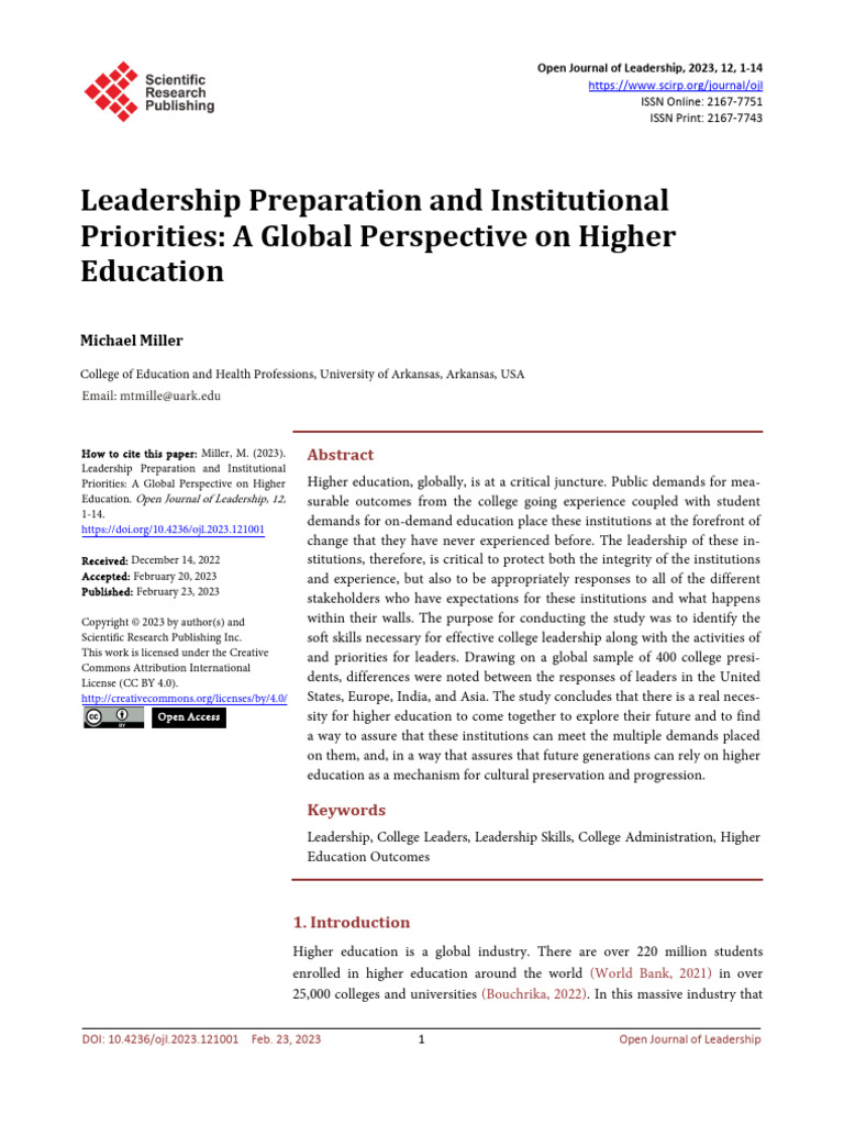 Global Leadership in Higher Education | PDF | Leadership | Policy