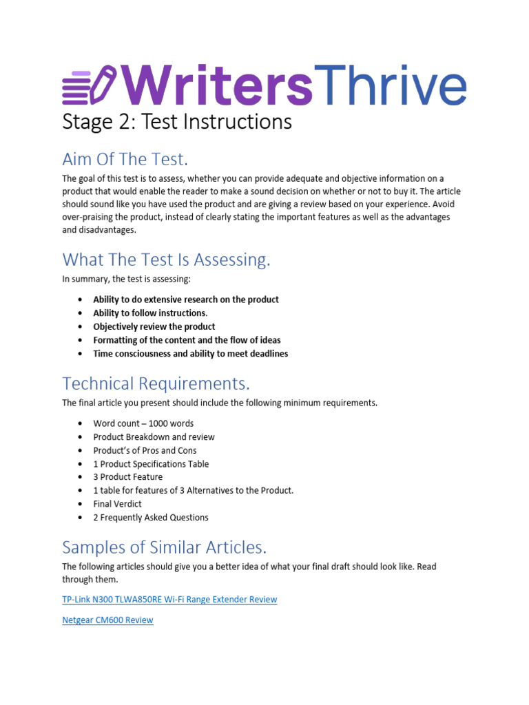 Product Review Test Instructions | PDF | Plagiarism | Faq