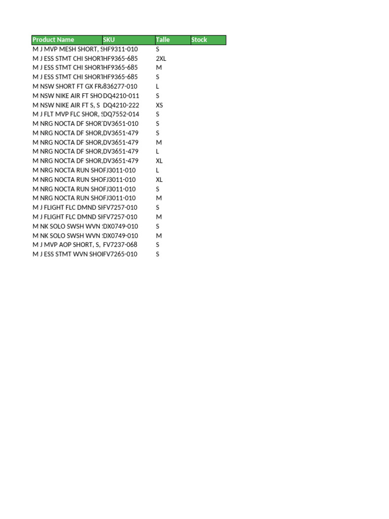 M J ESS STMT CHI SHORT Inventory | PDF