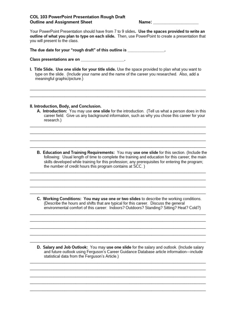 COL 103 PowerPoint Outline Template | PDF | Microsoft Power Point