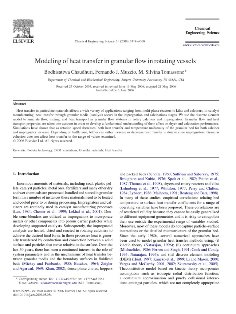 Modelling of Heat Transfer in Granular Flow of Rotating Vessels | PDF ...