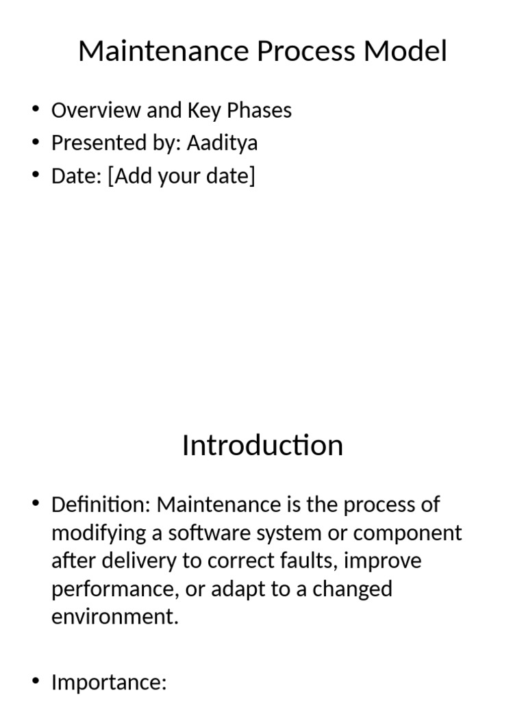 Maintenance Process Model Presentation | PDF