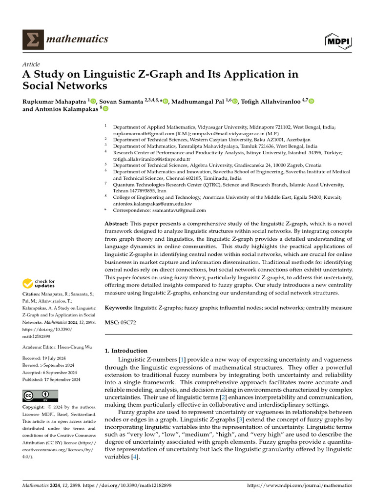 Linguistic Z-Graph in Social Networks | PDF | Fuzzy Logic | Set ...
