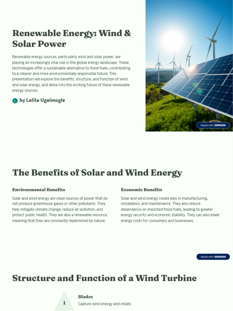 Benefits of Solar and Wind Energy | PDF | Wind Power | Solar Power